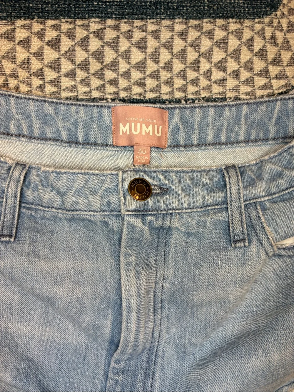 Show Me Your MuMu Light Blue Distressed Denim Shorts